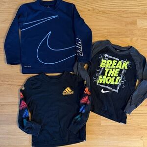 Boys Nike Adidas Long-Sleeve T Shirt Bundle, 3 pcs, Size 5